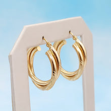 Load image into Gallery viewer, 1" Twist Satin Design Hoops - 14K Gold