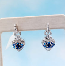 Load image into Gallery viewer, Evil Eye Dangle Post Earrings - Sterling Silver