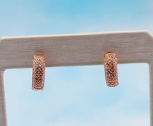 Load image into Gallery viewer, Pave Huggie Hoop Earrings - Rose Gold Plated Sterling Silver