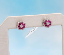 Load image into Gallery viewer, CZ Vintage Style Flower Earrings - Sterling Silver