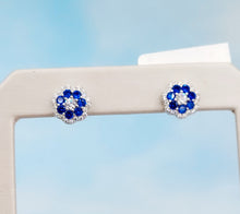 Load image into Gallery viewer, CZ Vintage Style Flower Earrings - Sterling Silver