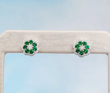 Load image into Gallery viewer, CZ Vintage Style Flower Earrings - Sterling Silver