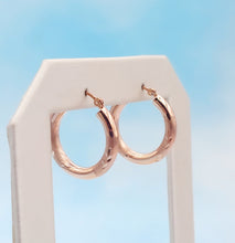 Load image into Gallery viewer, Satin &amp; Polished Hoops - 14K Rose Gold