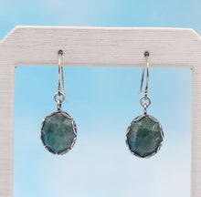 Load image into Gallery viewer, Seraphinite Green Dangle Earrings - Sterling Silver