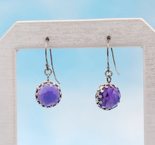 Load image into Gallery viewer, Amethyst Dangle Earrings with French Hook  - Sterling Silver