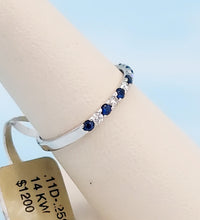Load image into Gallery viewer, Sapphire and Diamond Band - 14K White Gold