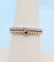 Load image into Gallery viewer, Ruby and Diamond Stacked Ring - 14K Gold