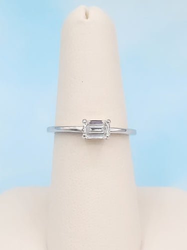 East to West Emerald-Cut Lab Diamond Ring - 14K White Gold
