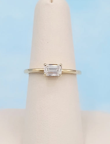 East to West Emerald-Cut Lab Diamond Ring - 14K Yellow Gold
