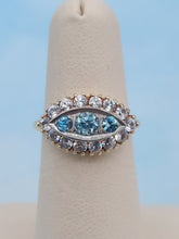 Load image into Gallery viewer, Blue Eye Shaped Ring - 10K Yellow Gold - Estate
