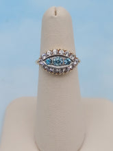 Load image into Gallery viewer, Blue Eye Shaped Ring - 10K Yellow Gold - Estate