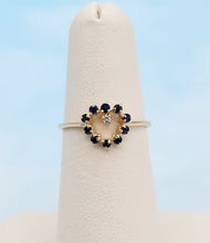 Load image into Gallery viewer, Sapphire and Diamond Heart Ring - 14K Gold Estate