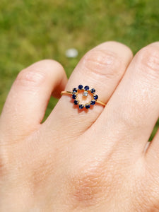 Sapphire and Diamond Heart Ring - 14K Gold Estate