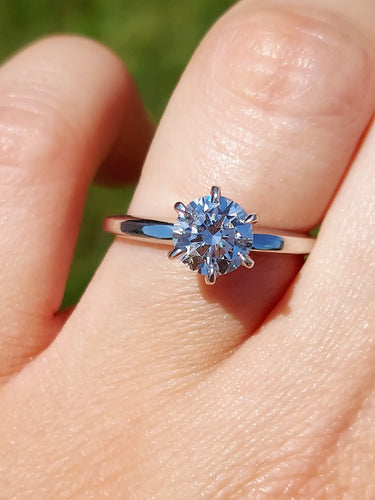 1.06 Round Brilliant Solitaire Lab Diamond Engagement Ring - 14K White Gold