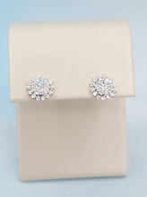 Load image into Gallery viewer, Diamond Flower Studs - 14K White Gold