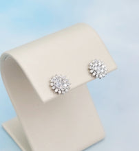 Load image into Gallery viewer, Diamond Flower Studs - 14K White Gold