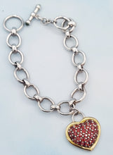 Load image into Gallery viewer, Garnet Two Tone Heart Toggle Bracelet - ESTATE