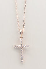 Load image into Gallery viewer, Diamond Cross &amp; Chain - 14K Rose Gold