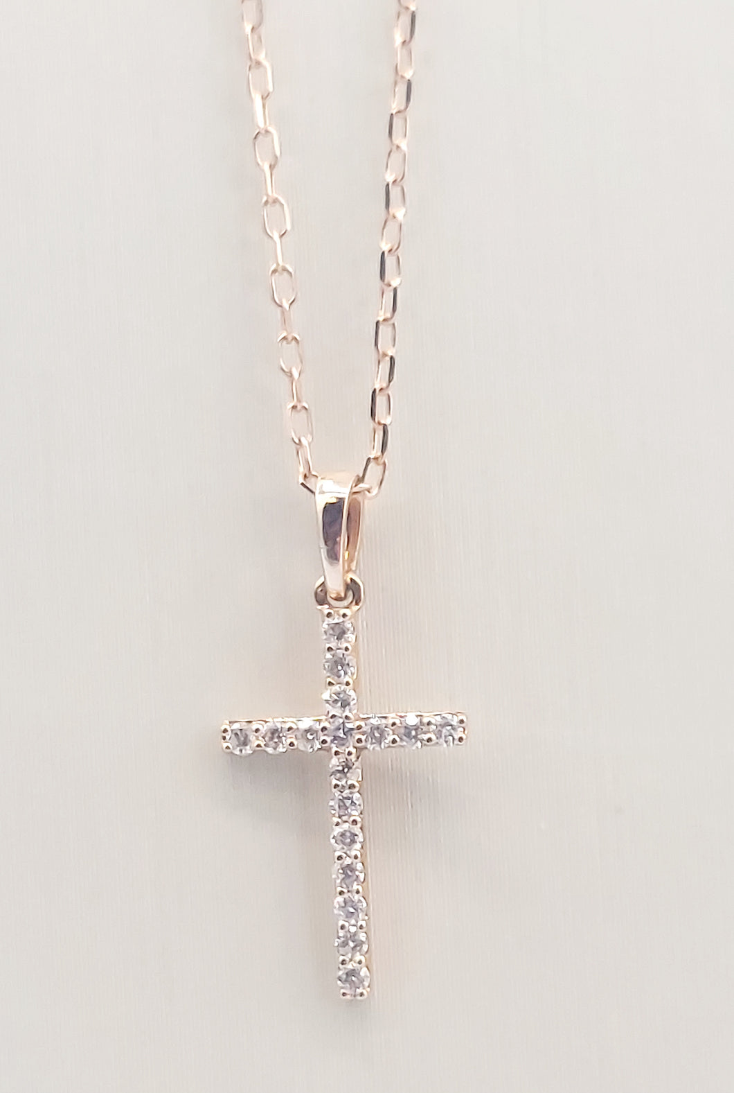 Diamond Cross & Chain - 14K Rose Gold