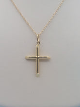 Load image into Gallery viewer, Polished Plain Gold Cross &amp; Chain - 14K Yellow Gold