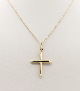 Polished Plain Gold Cross & Chain - 14K Yellow Gold