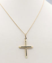 Load image into Gallery viewer, Polished Plain Gold Cross &amp; Chain - 14K Yellow Gold