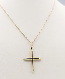 Polished Plain Gold Cross & Chain - 14K Yellow Gold