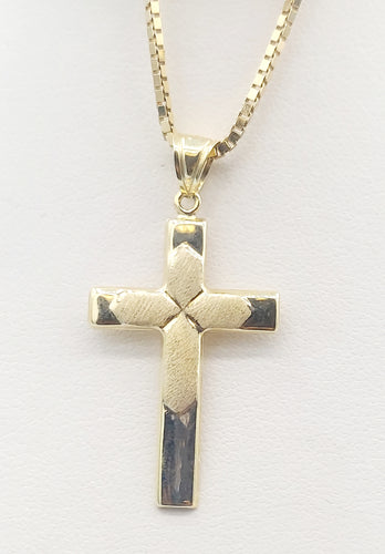 Polished & Satin Cross - 14K Yellow Gold