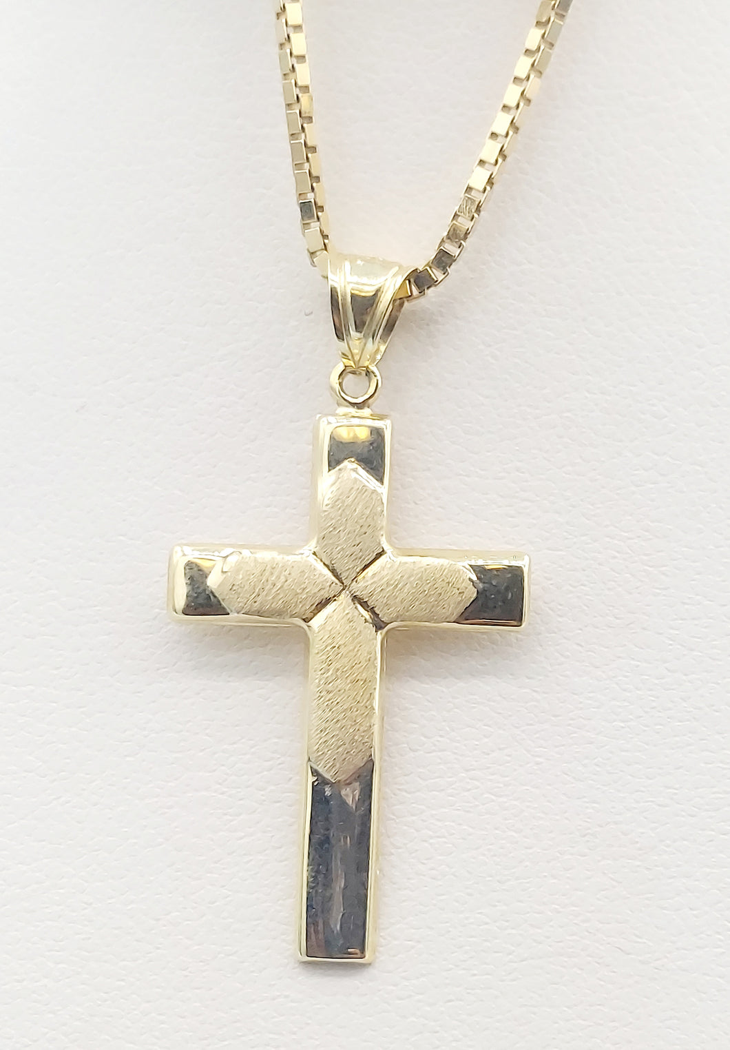 Polished & Satin Cross - 14K Yellow Gold