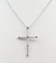 Load image into Gallery viewer, Diamond &amp; Milgrain Cross - 14K White Gold