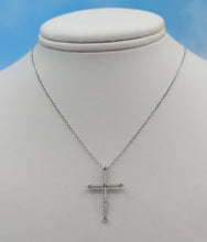 Load image into Gallery viewer, Diamond &amp; Milgrain Cross - 14K White Gold