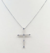 Load image into Gallery viewer, Diamond &amp; Milgrain Cross - 14K White Gold