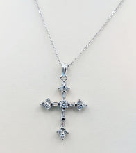 Load image into Gallery viewer, Baguette Diamond Cross &amp; Chain - 14K White Gold