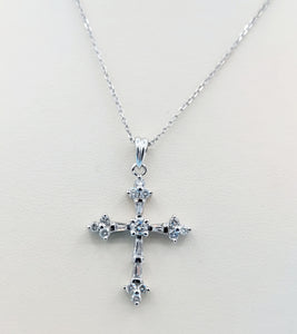 Baguette Diamond Cross & Chain - 14K White Gold