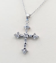 Load image into Gallery viewer, Baguette Diamond Cross &amp; Chain - 14K White Gold