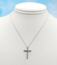 Load image into Gallery viewer, 3D Diamond Cross Pendant &amp; Chain - 14K White Gold