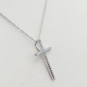 Pave Diamond Cross & Chain - 14K White Gold