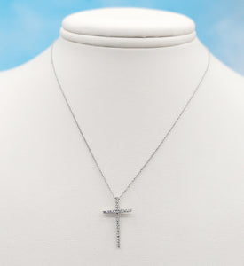 Pave Diamond Cross & Chain - 14K White Gold