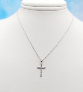 Petite Diamond Cross & Chain - 14K White Gold