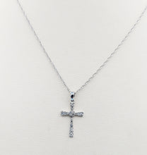 Load image into Gallery viewer, Petite Diamond Cross &amp; Chain - 14K White Gold