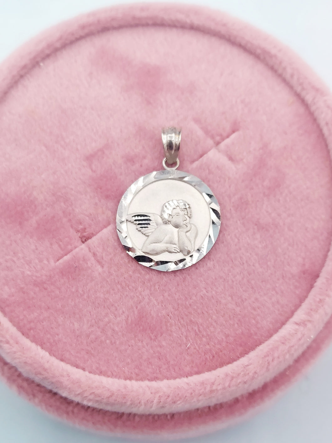 Cherub Medal - 14K White Gold