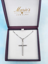 Load image into Gallery viewer, Large Hollow Cross with Bale - 14k White Gold