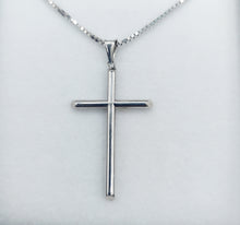 Load image into Gallery viewer, Large Hollow Cross with Bale - 14k White Gold