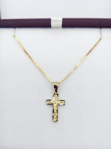 Petite Crucifix Cross Pendant with Bale - 14K Yellow Gold