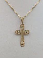 Load image into Gallery viewer, Diamond Cut Gold Cross - 14K Yellow Gold