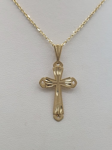 Diamond Cut Gold Cross - 14K Yellow Gold