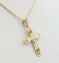 Load image into Gallery viewer, Diamond Cut Gold Cross - 14K Yellow Gold