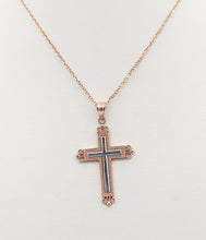 Load image into Gallery viewer, Rose &amp; White Gold Cross &amp; Chain - 14K Rose Gold