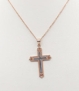 Rose & White Gold Cross & Chain - 14K Rose Gold