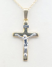 Load image into Gallery viewer, Crucifix Cross Pendant &amp; Chain - 14K Yellow &amp; White Gold